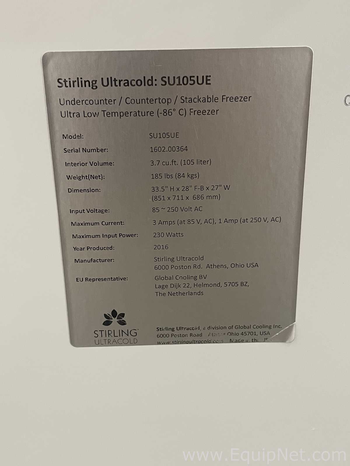 Congelador Stirling Ultracold  SU105UE