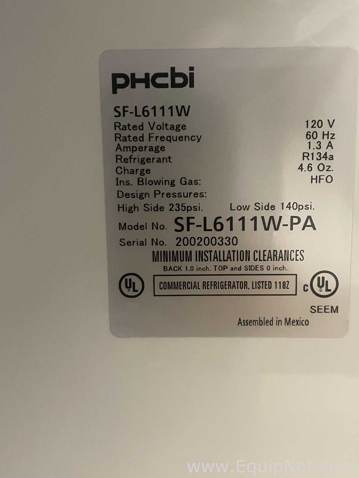 PHCBI SF-L6111W-PA Undercounter Freezer