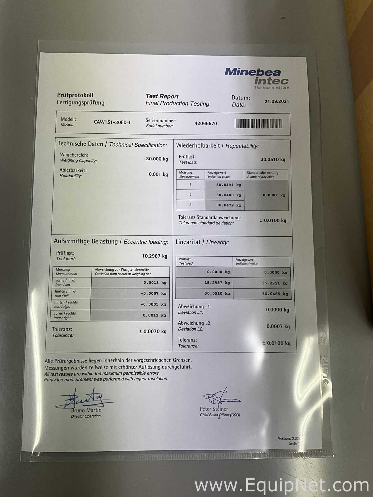Unused Minebea Intec CAW1S1-30ED-I Benchtop Balance