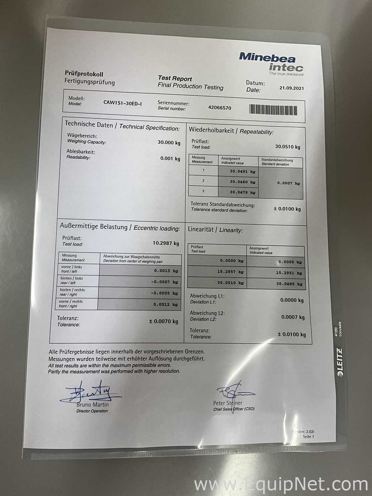 Unused Minebea Intec CAW1S1-30ED-I Benchtop Balance