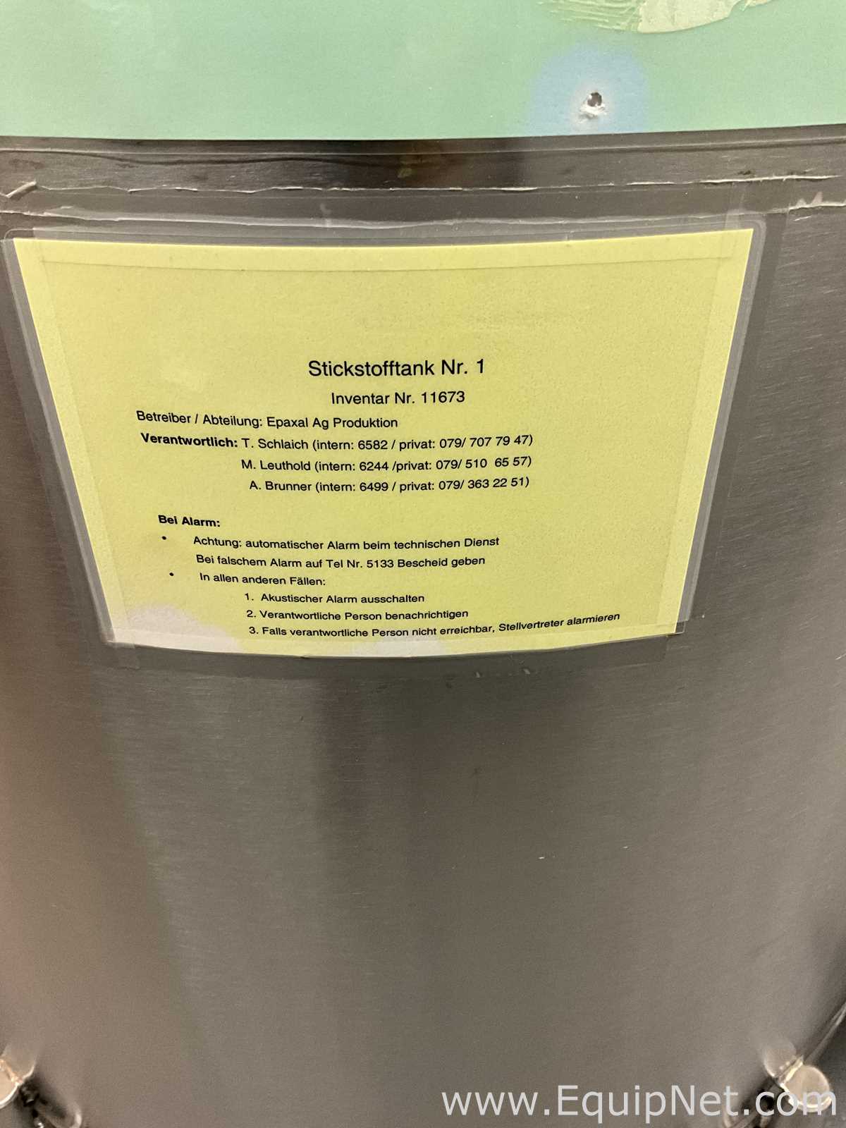 Carbagas RCB600 600L Stainless Steel Liquid Nitrogen Storage Tank