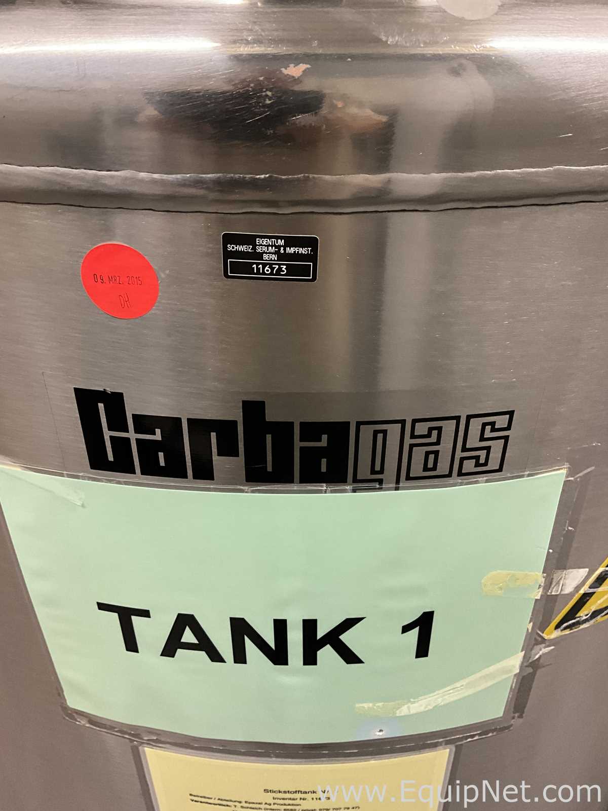 Carbagas RCB600 600L Stainless Steel Liquid Nitrogen Storage Tank