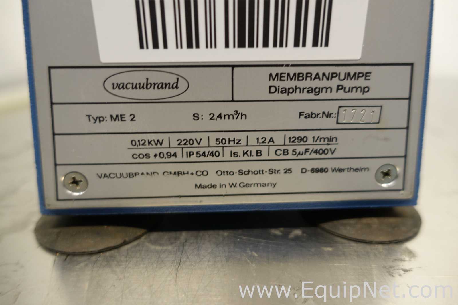 Vacuubrand ME2 Single-Stage Laboratory Diaphragm Vacuum Pump