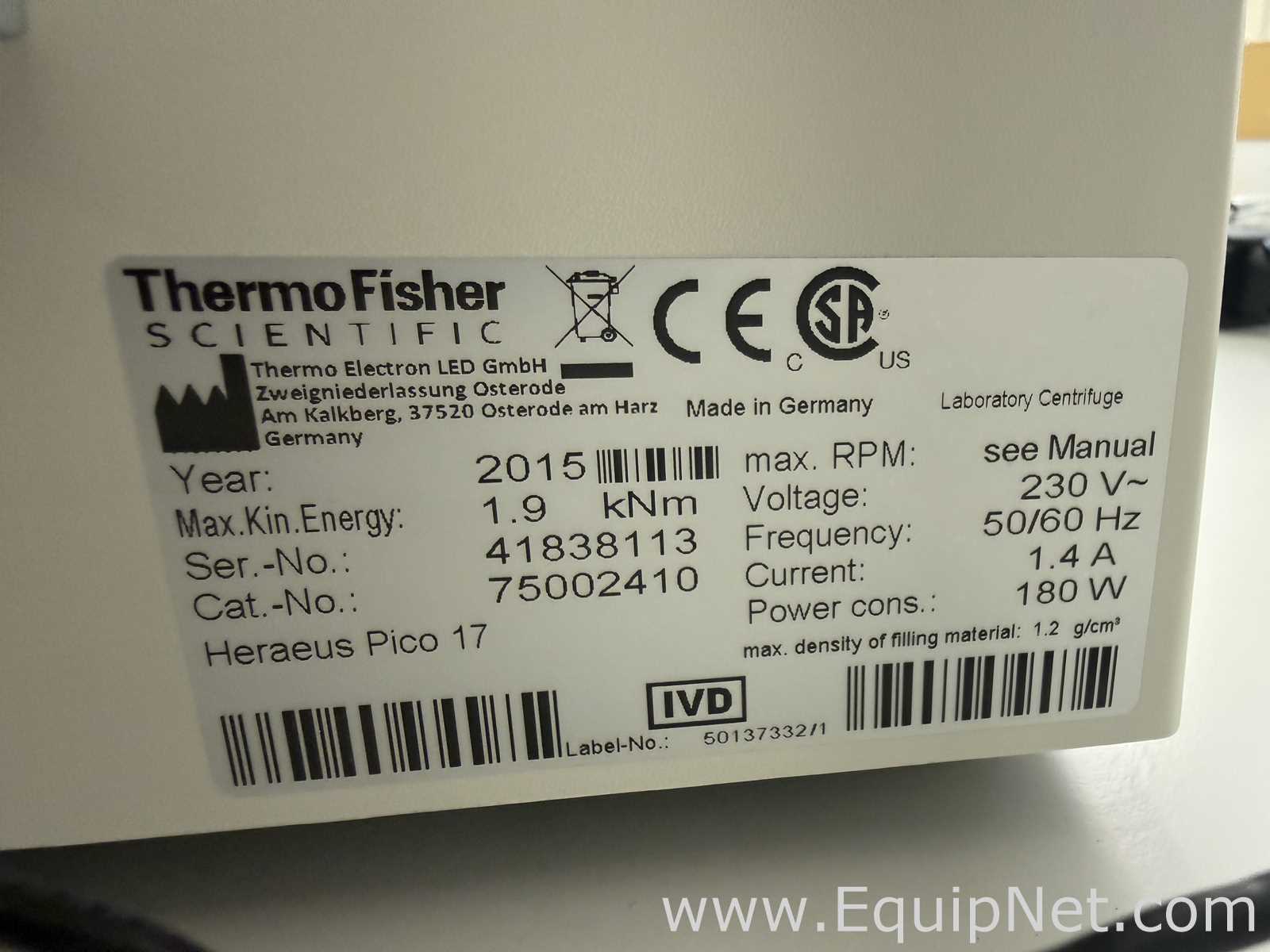 Thermo Fisher Scientific Pico 17 Laboratory Centrifuge