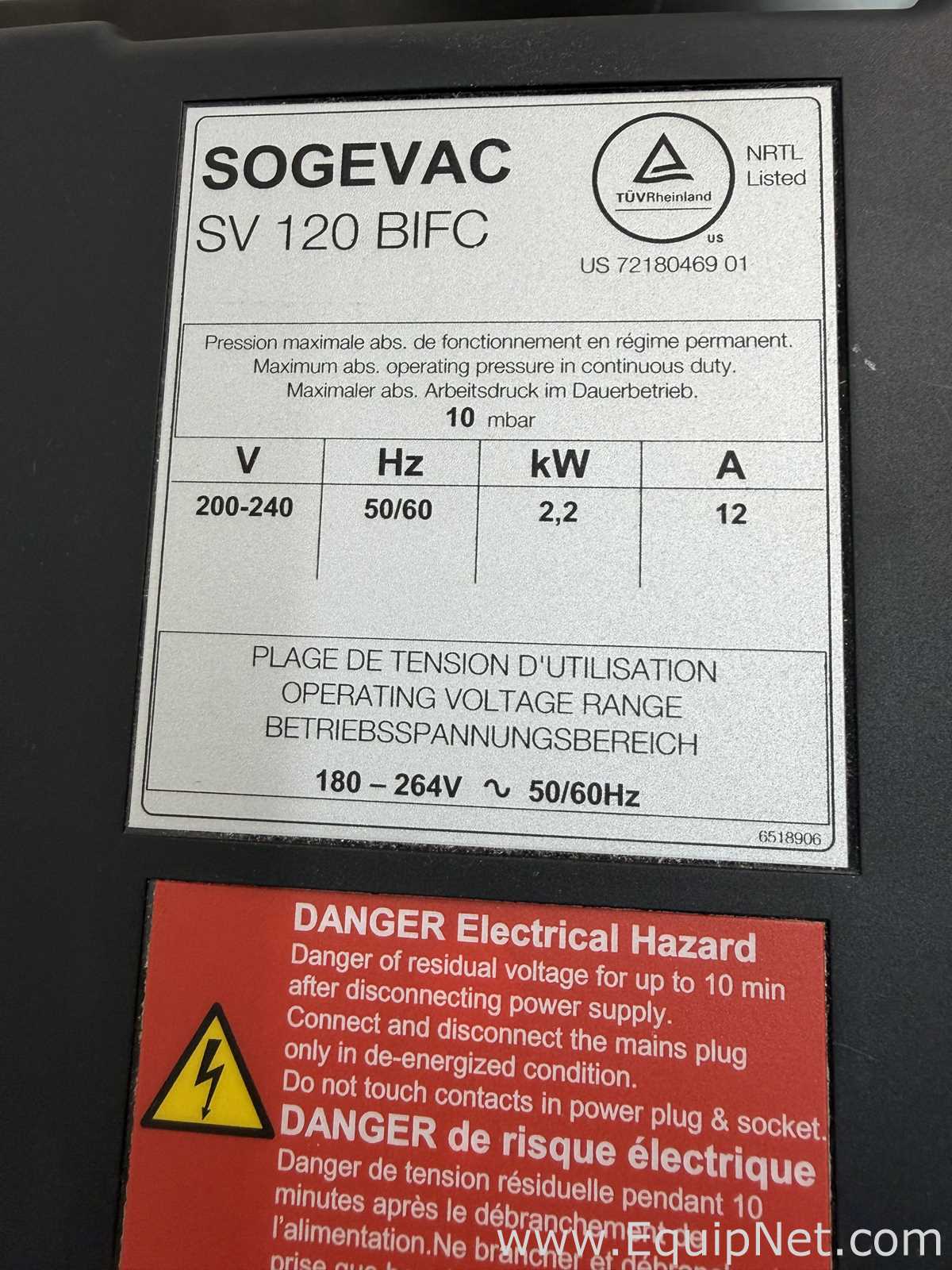 Bomba de Vacío Sogevac SV 120 BIFC