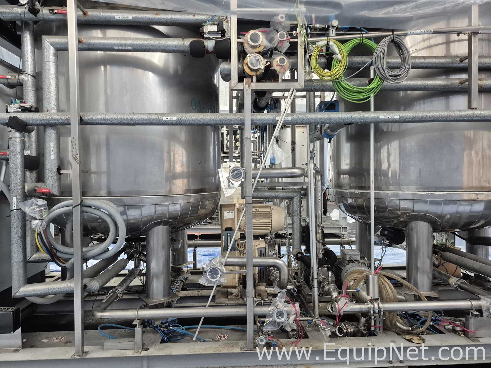 NETZSCH Industrial Premix Extension Skid 1-2 - Two 4,000 L Agitator Tanks, Maxshear Mixer and Pump