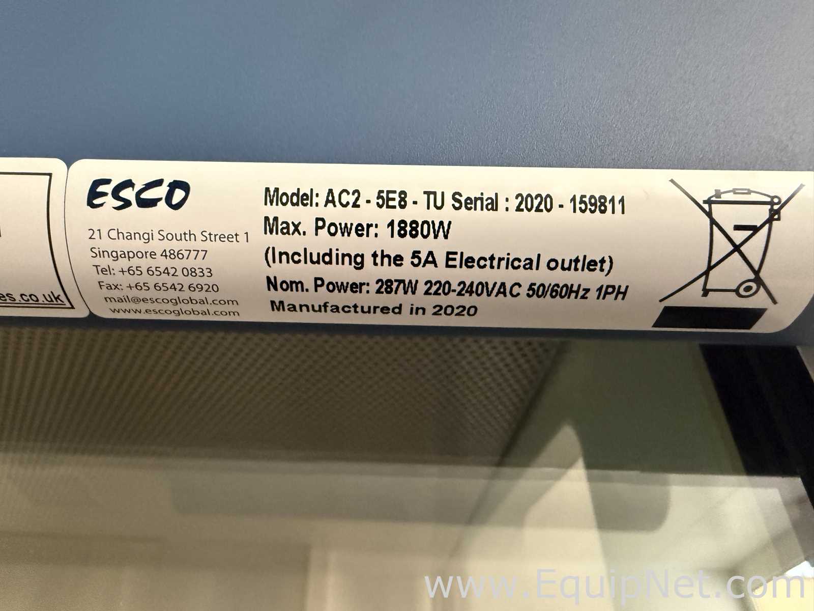 Esco AC2-5EB-TU Airstream Class II Type A2 Biological Safety Cabinet