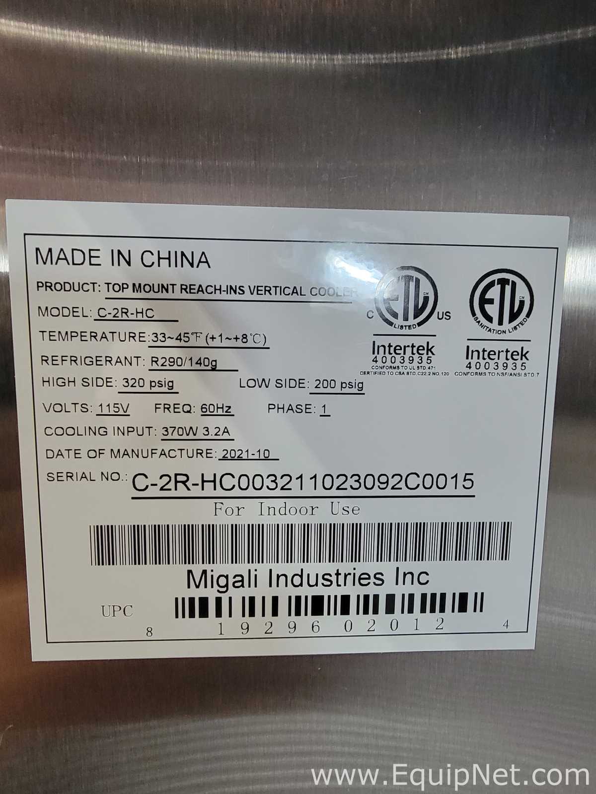 Migali Industries Inc. C-2R-HC Refrigerator