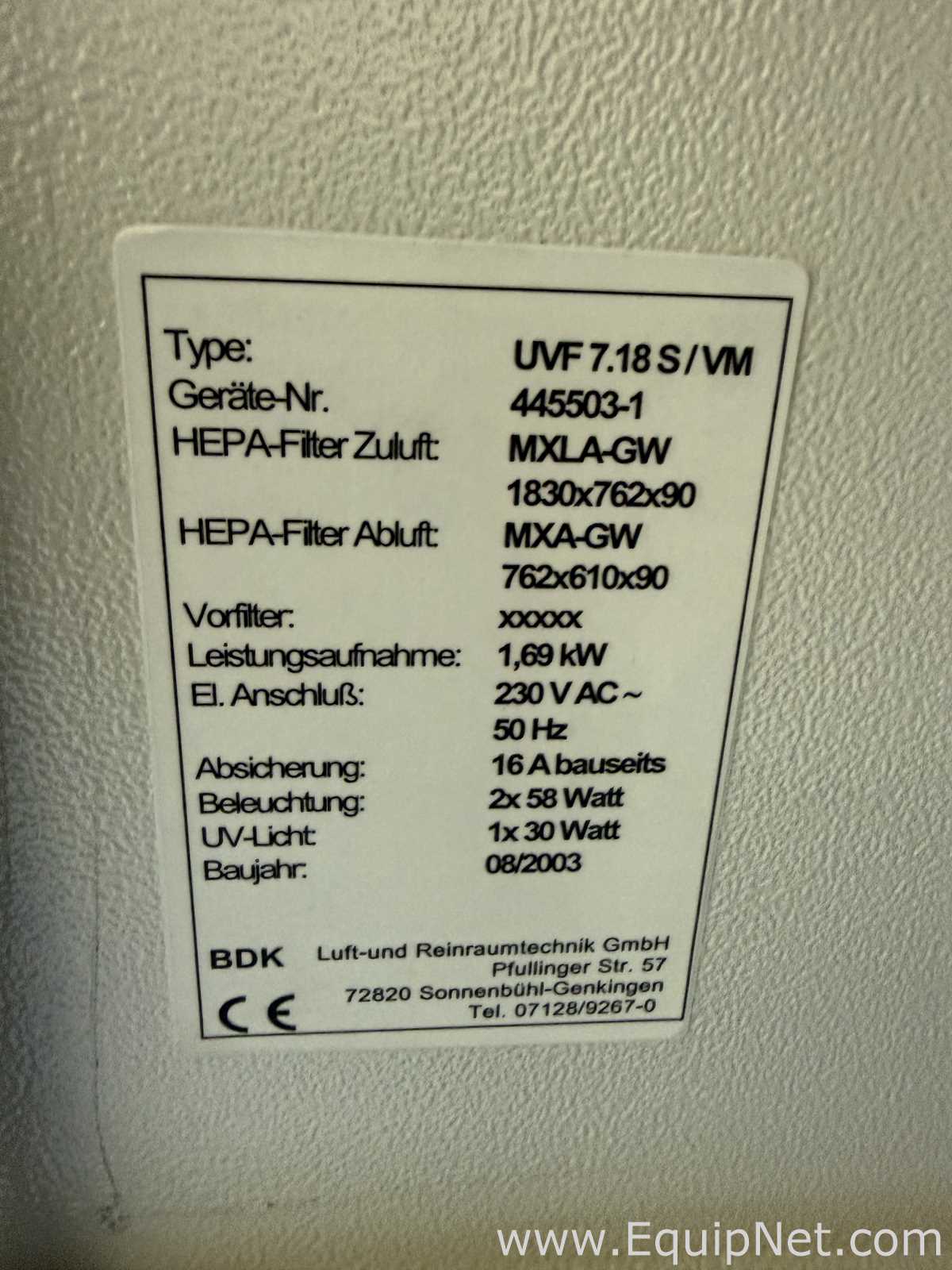 Cabina de Seguridad Biológica BDK UVF 7.18 S