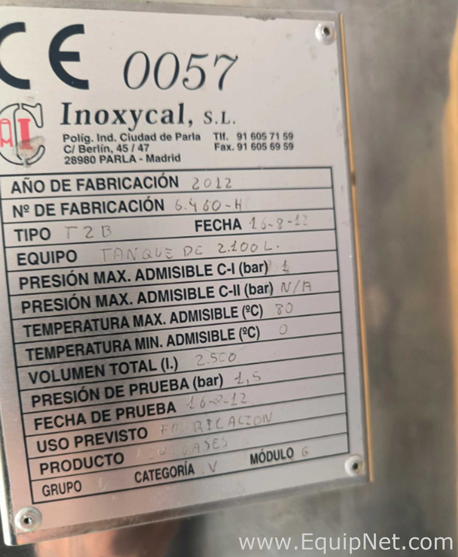 Tanque aço inox Inoxcal .  2500 Litros
