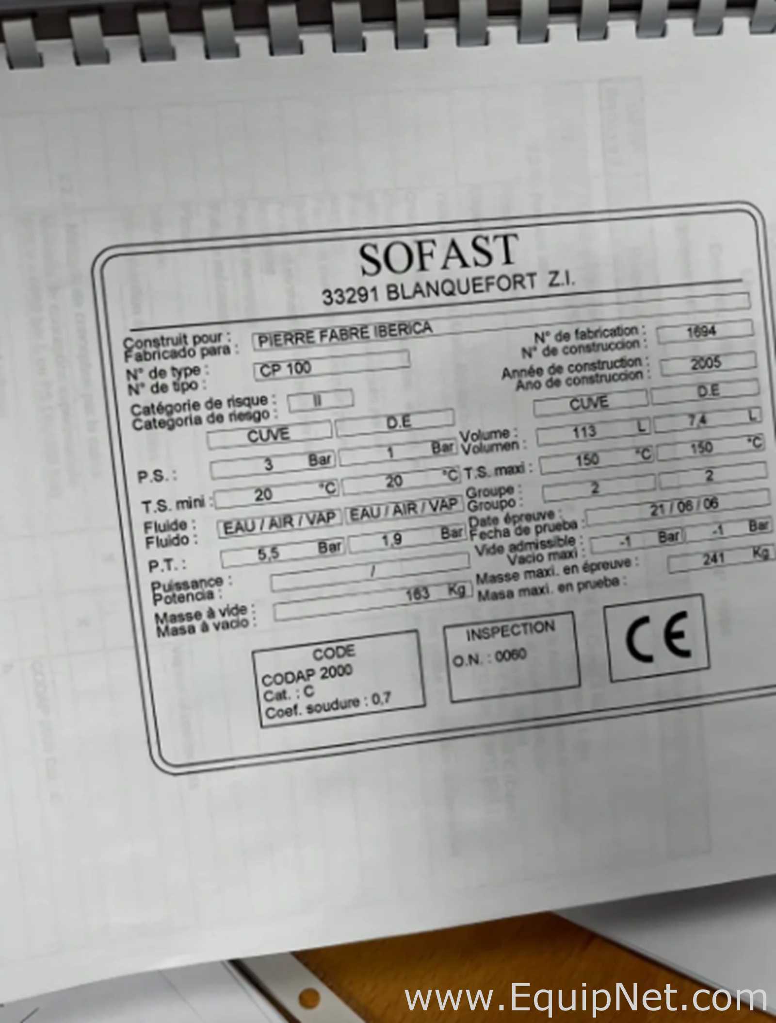 Reator aço inox Sofast CP 100