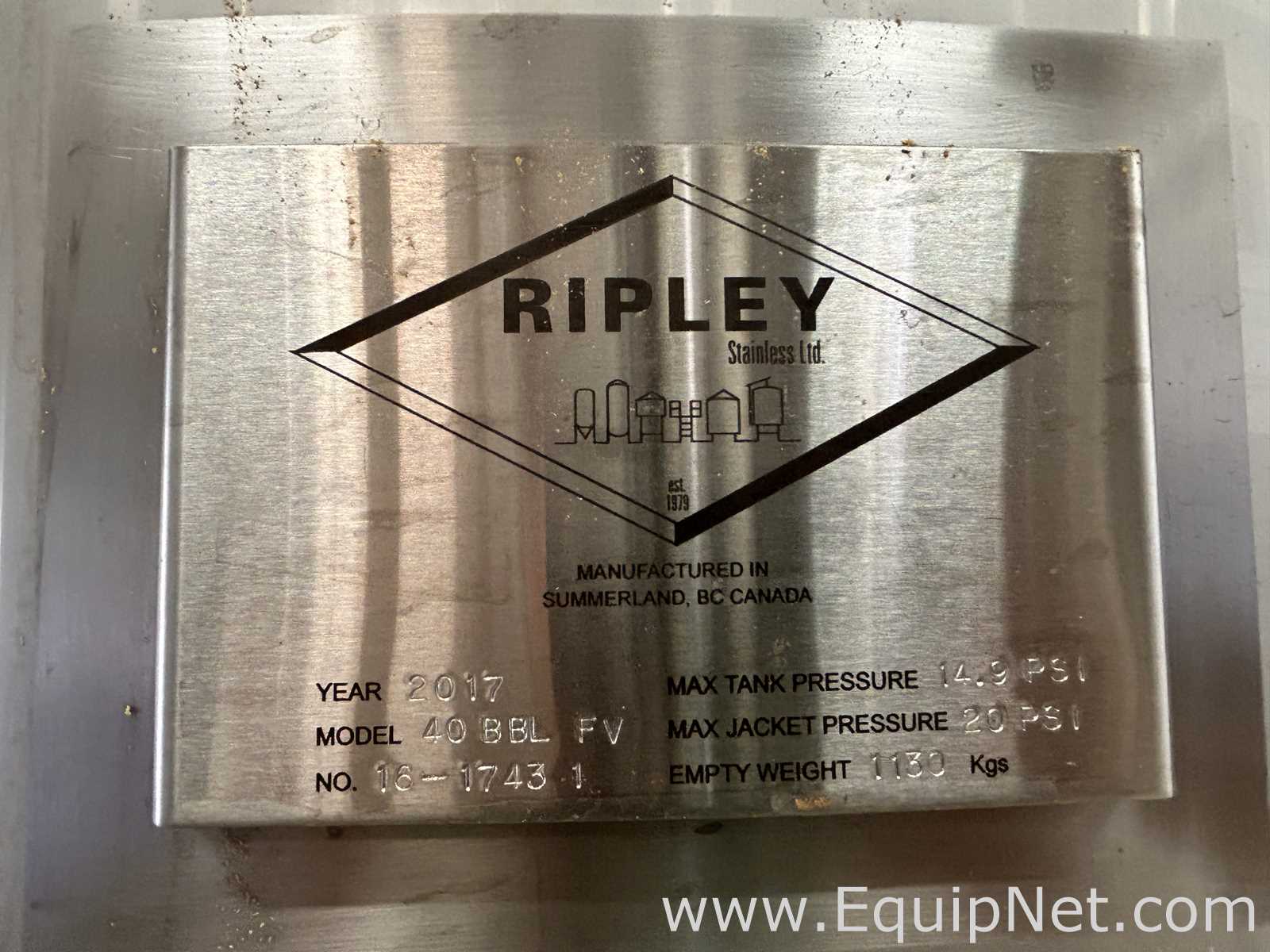 Ripley Stainless 40 BBL FV 1240 Gallon Jacketed Tank