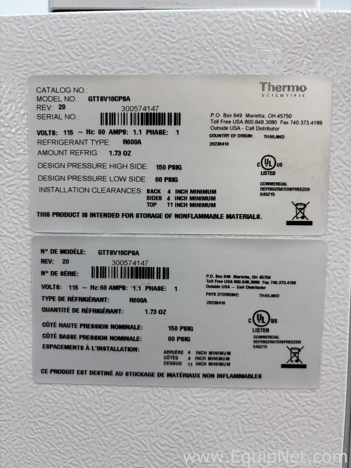 Thermo Scientific GTTSV18CPSA General-Purpose Laboratory Refrigerator/Freezer Combination Unit