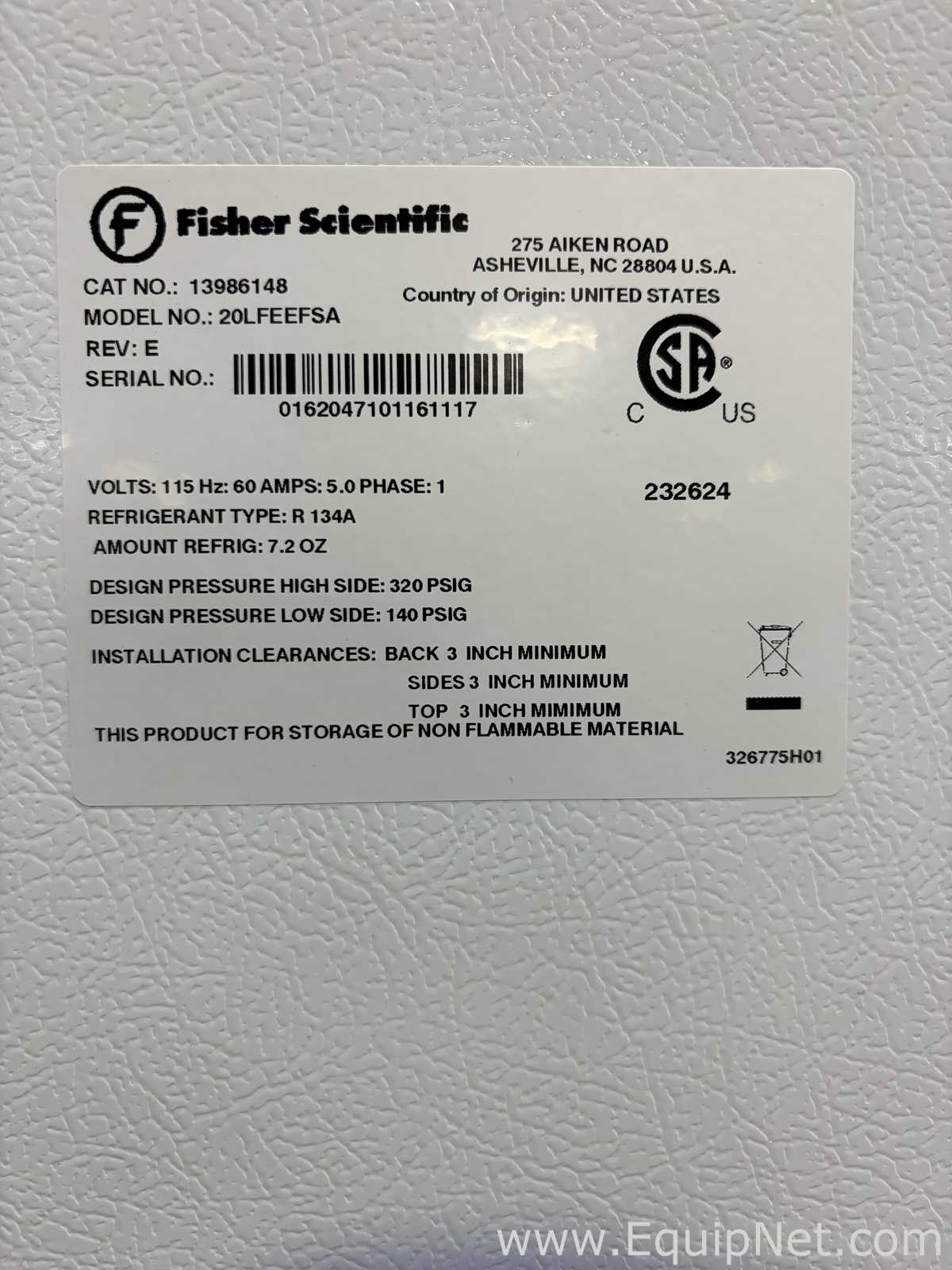 Congelador Fisher Scientific 20LFEEFSA
