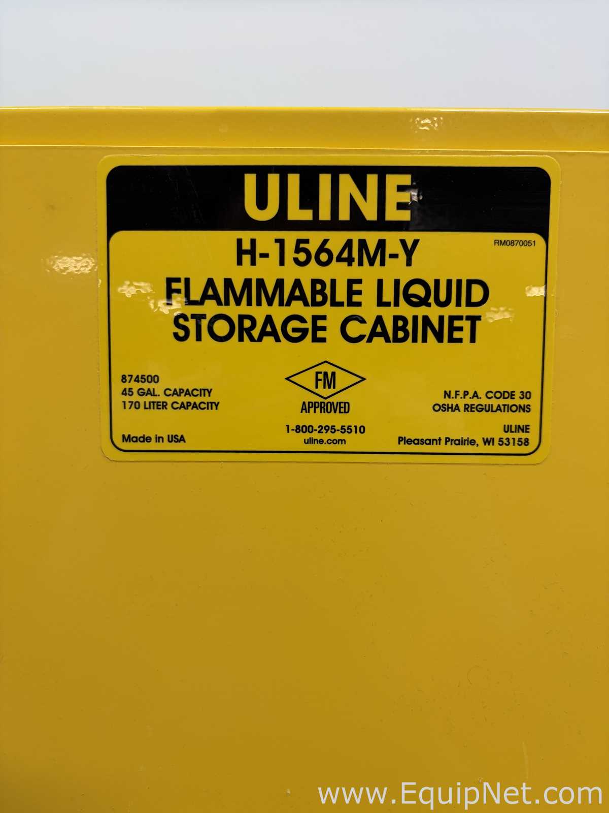 Uline H-1564M-Y 45 Gal. Flammable Storage Cabinet