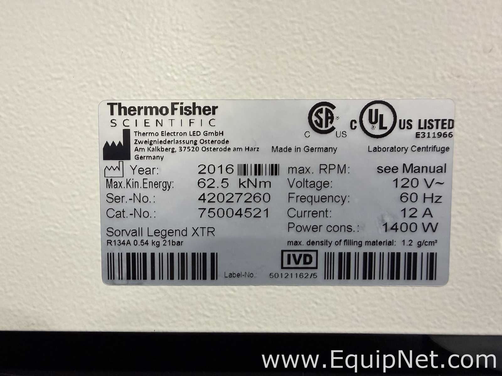 Centrífuga para laboratorio Thermo Scientific Sorvall Legend XTR