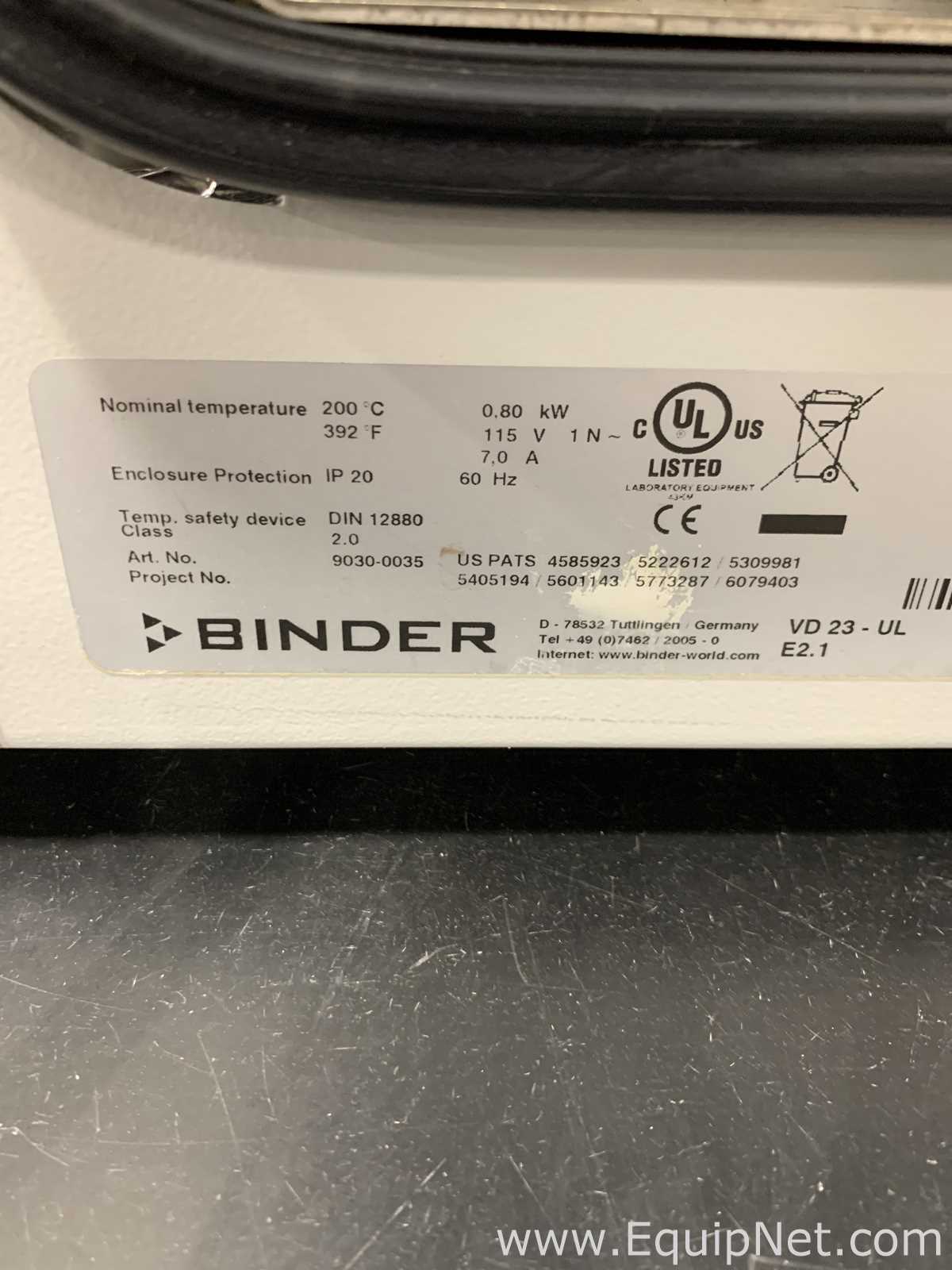 Binder VD 23 Vacuum Oven with Vacuum Pump