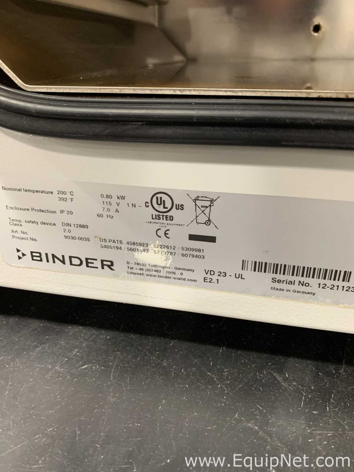 Binder VD 23 Vacuum Oven with Vacuum Pump