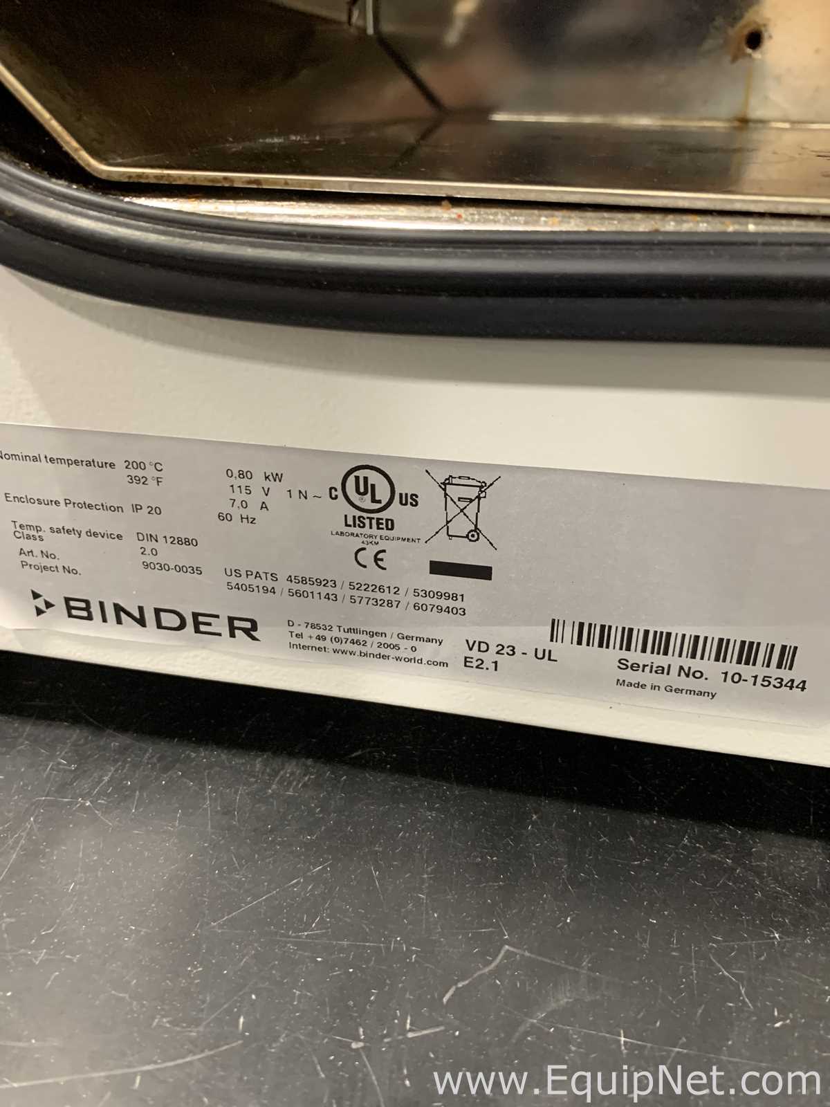 Binder VD 23 Vacuum Oven with Vacuum Pump