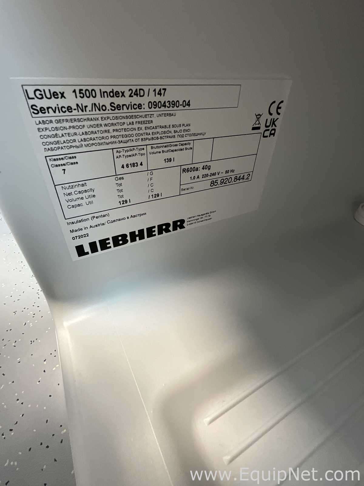 Liebherr LGUex 1500 129 Litre Under Counter Laboratory Freezer
