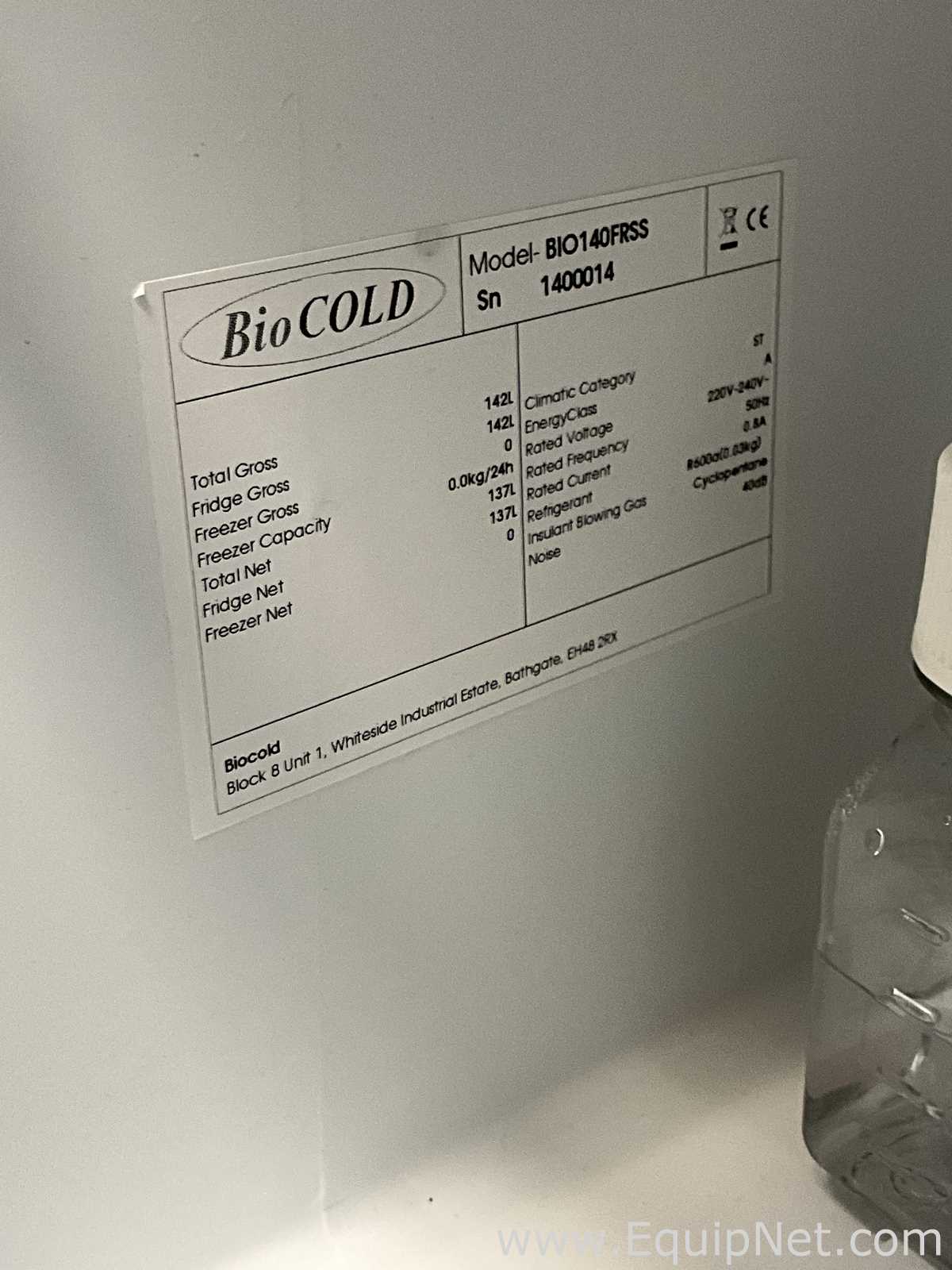 Refrigeradores BioCold Scientific Inc. BIO140FRSS.  137 Litros