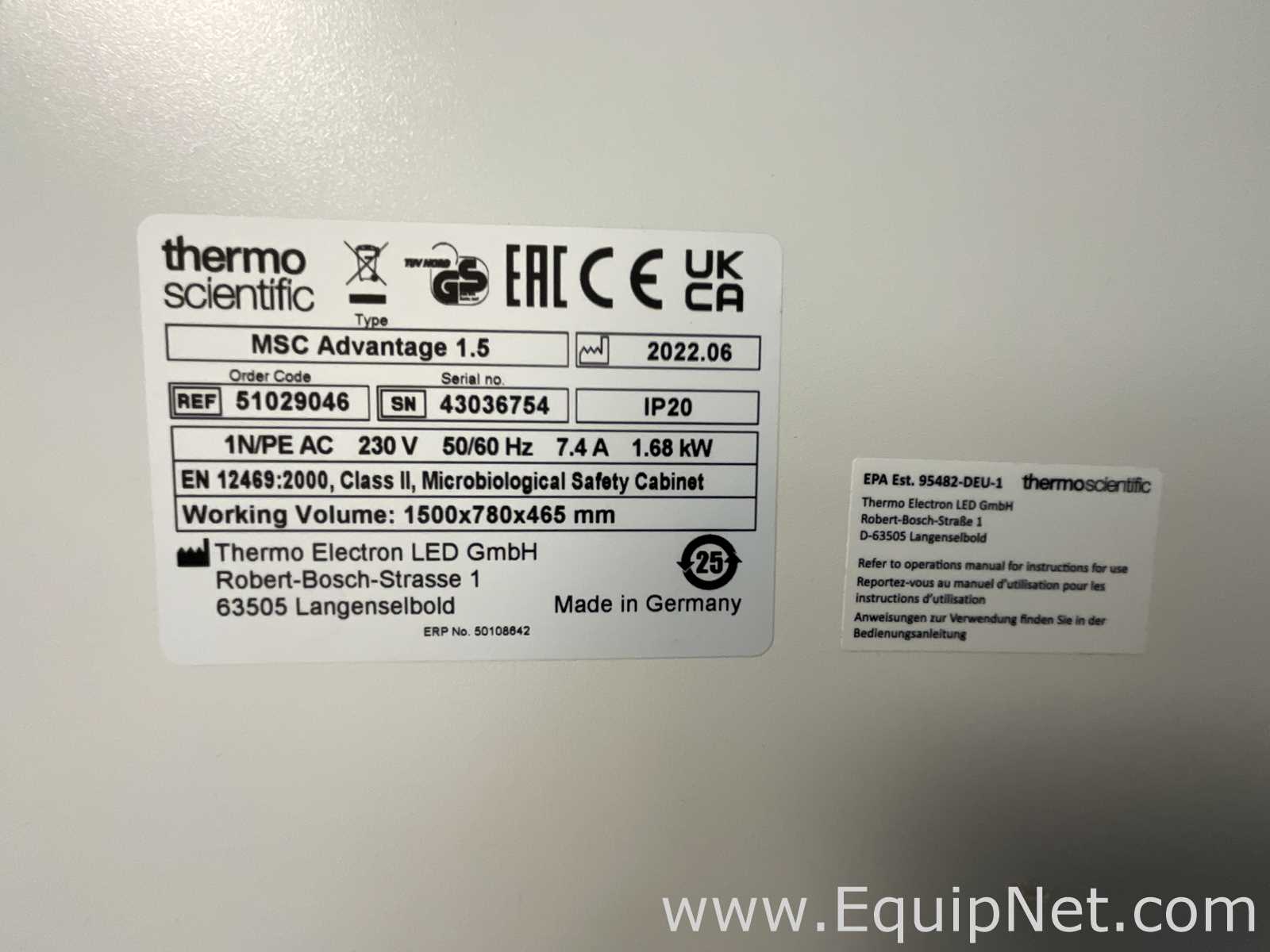 Thermo Scientific MSC Advantage 1.5 Class II Biological Safety Cabinet
