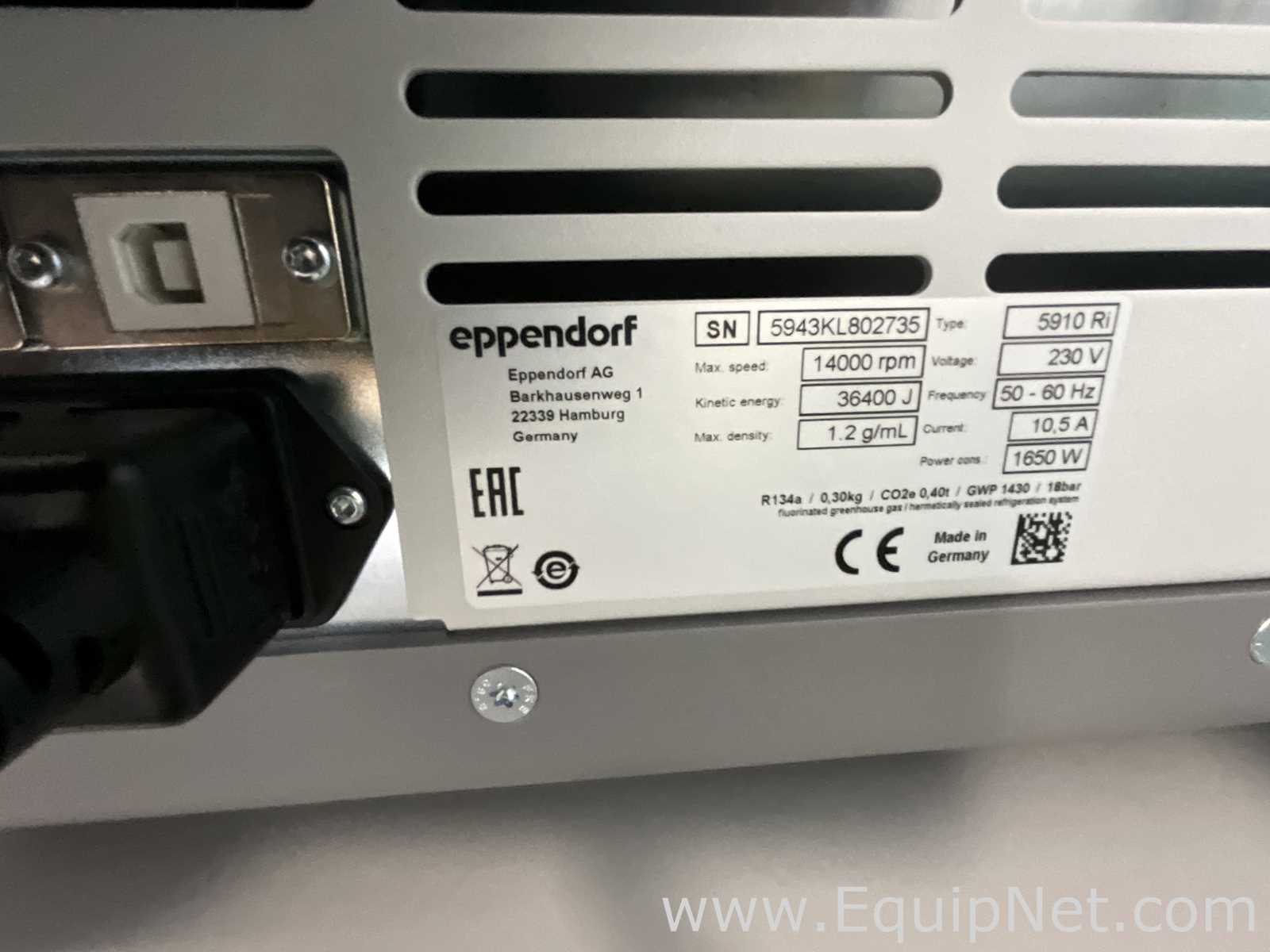 Eppendorf 5910Ri Refrigerated Laboratory Centrifuge - Needs Repair to Lid