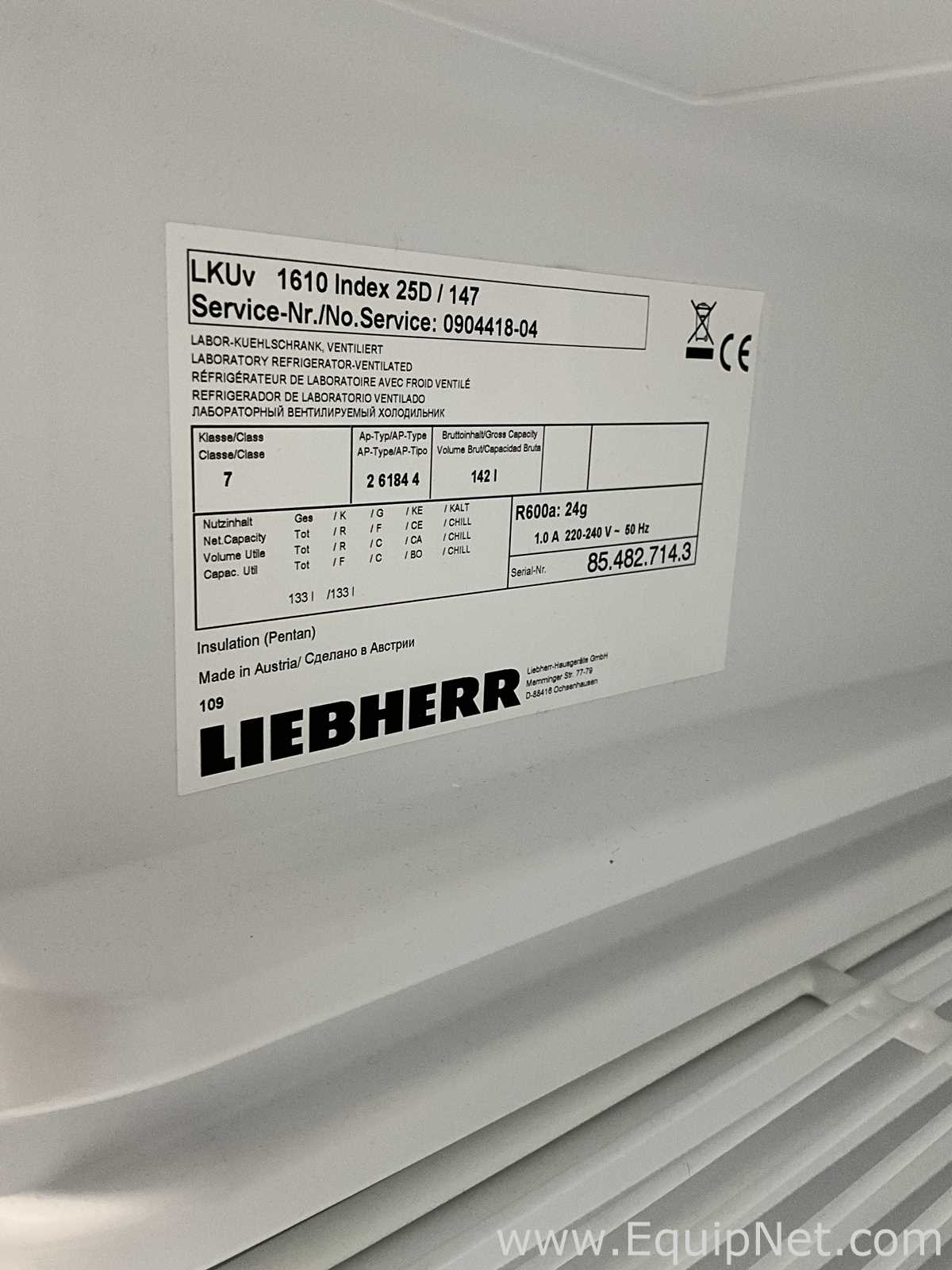 Liebherr LKUv 1610 133 Litre Under Counter Laboratory Refrigerator
