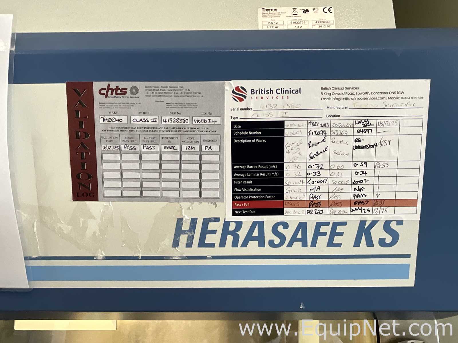 Thermo Scientific Herasafe KS 12 Height Adjustable Class II Biological Safety Cabinet