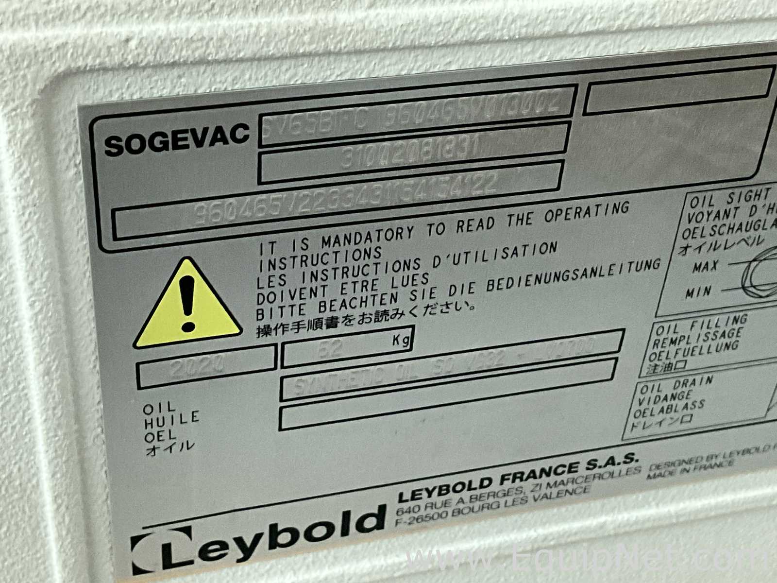 Sogevac SV 40/65 BIFC Vacuum Pump