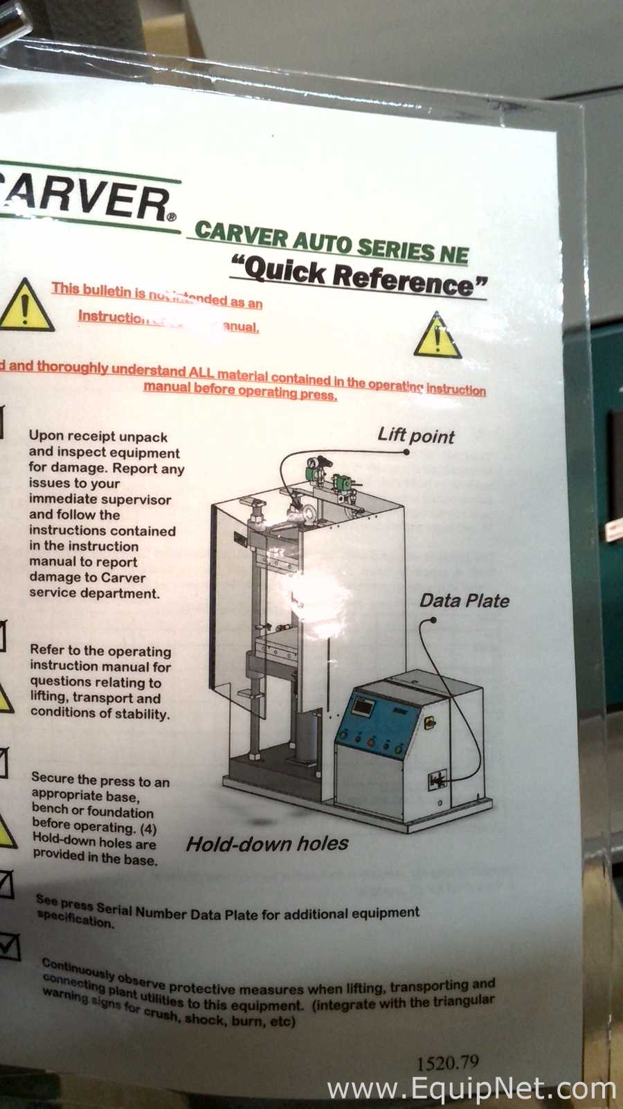 Carver 3890.1NE0000 Hydraulic Press with Auto Series NE Controller