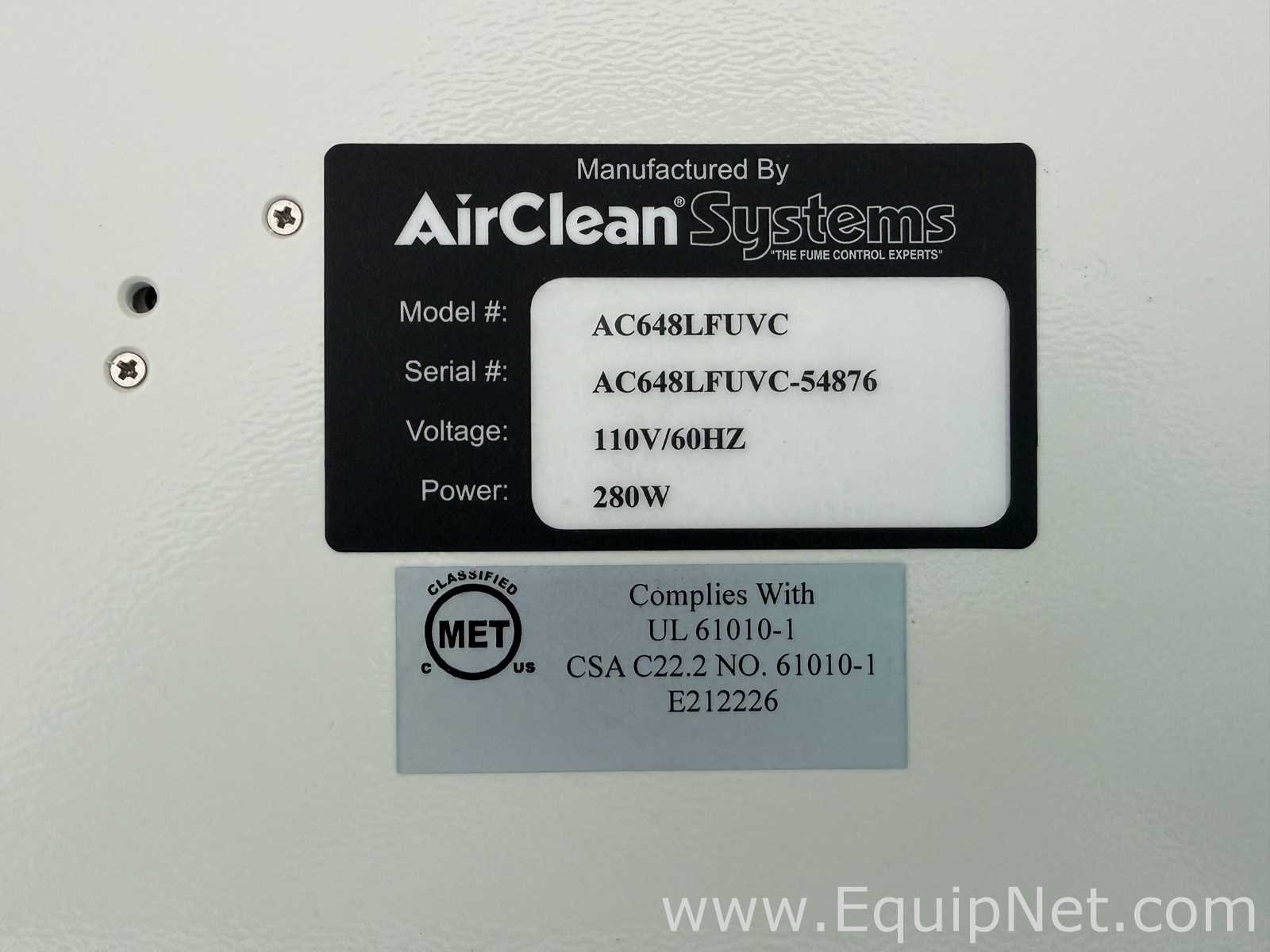 Rauch-  und Strömungsabzugshaube AirClean Systems AC648LFUVC