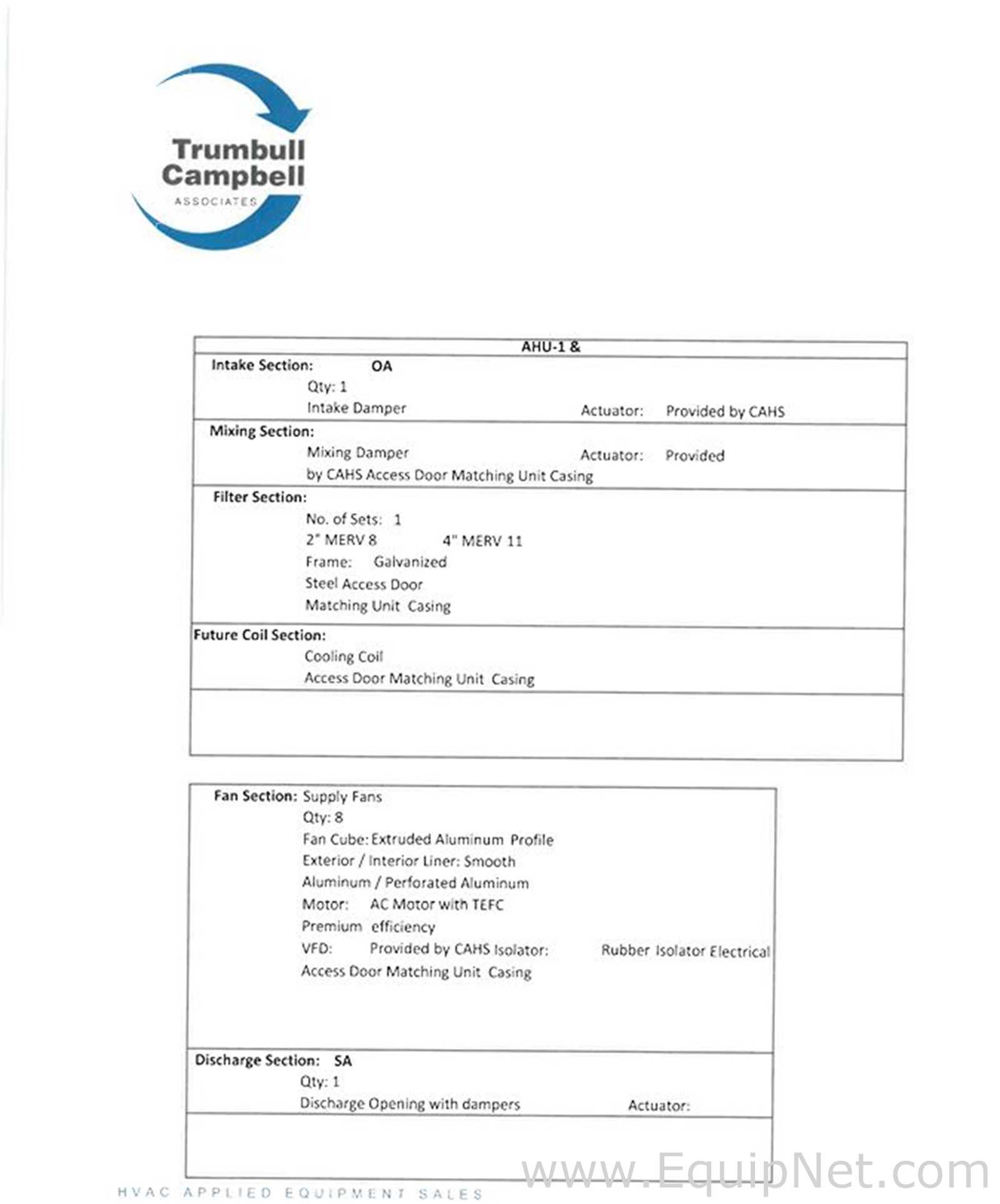 Manipulador de Ar Custom Air Handling Solutions, Inc. . Sem Uso