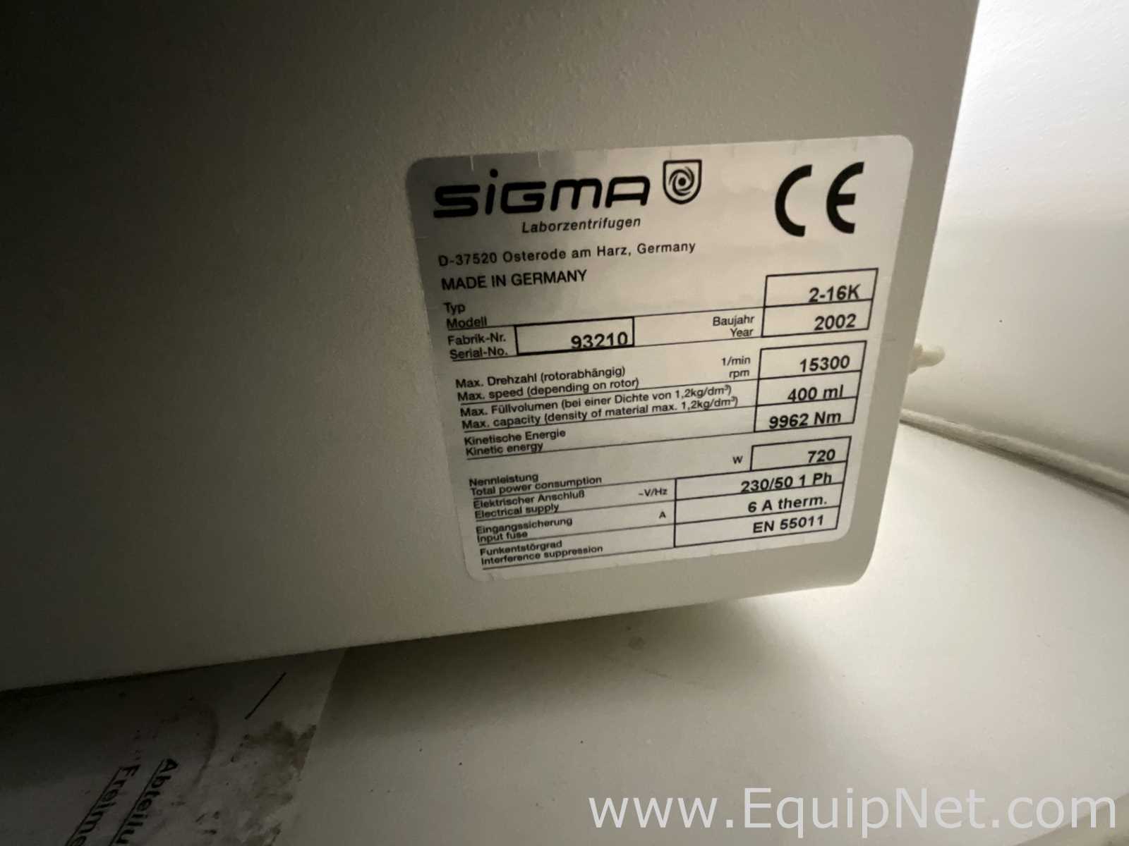 Sigma 2-16K Laboratory Centrifuge