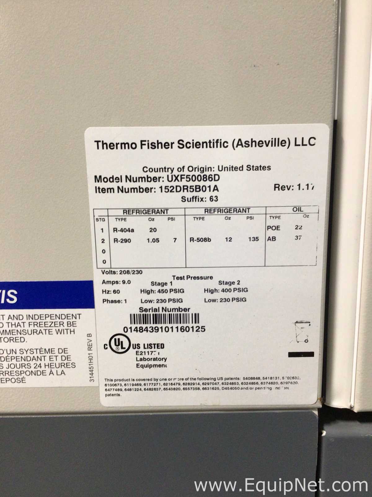Freezer Thermo Fisher Scientific UXF50086D