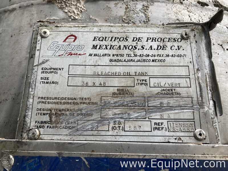 Equipromex Stainless Steel Approx. 200 Gallon Bleached Oil Tank