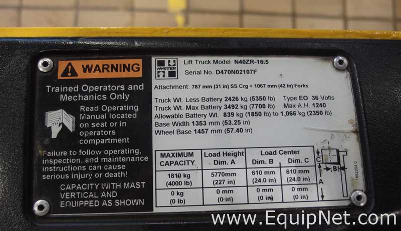 Hyster N40ZR-16.5 Fork Lift Truck