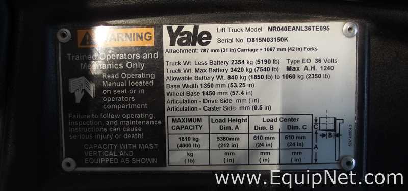 Empilhadeira Elétrica Yale NR040EANL36TE095