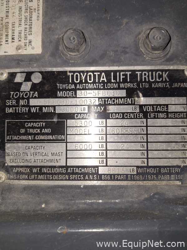 Toyota 6000 LB Capacity Forklift with Side Shift