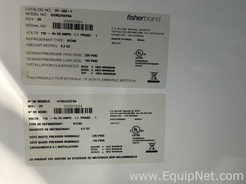 Lot Of 2 Fisher Brand GT05LFEEFSA Isotemp Undercounter Freezer -20 C