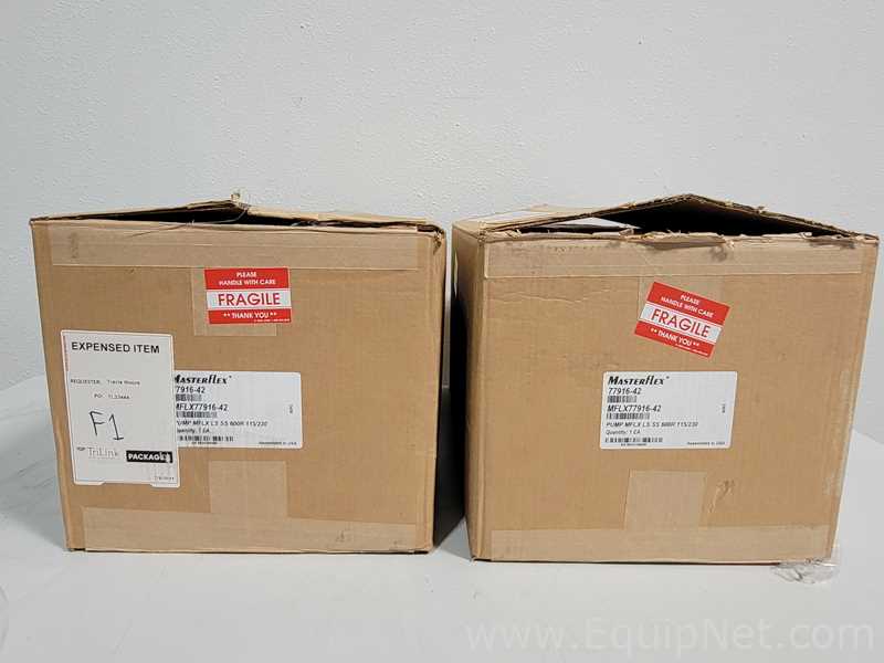 Lot of 2 New Masterflex 07528-40 Peristaltic Pump with 77200-32 L/S Pump Heads