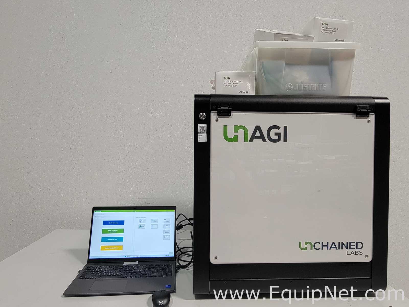 Unchained Labs Unagi Benchtop Buffer Exchange with Laptop and Accessories