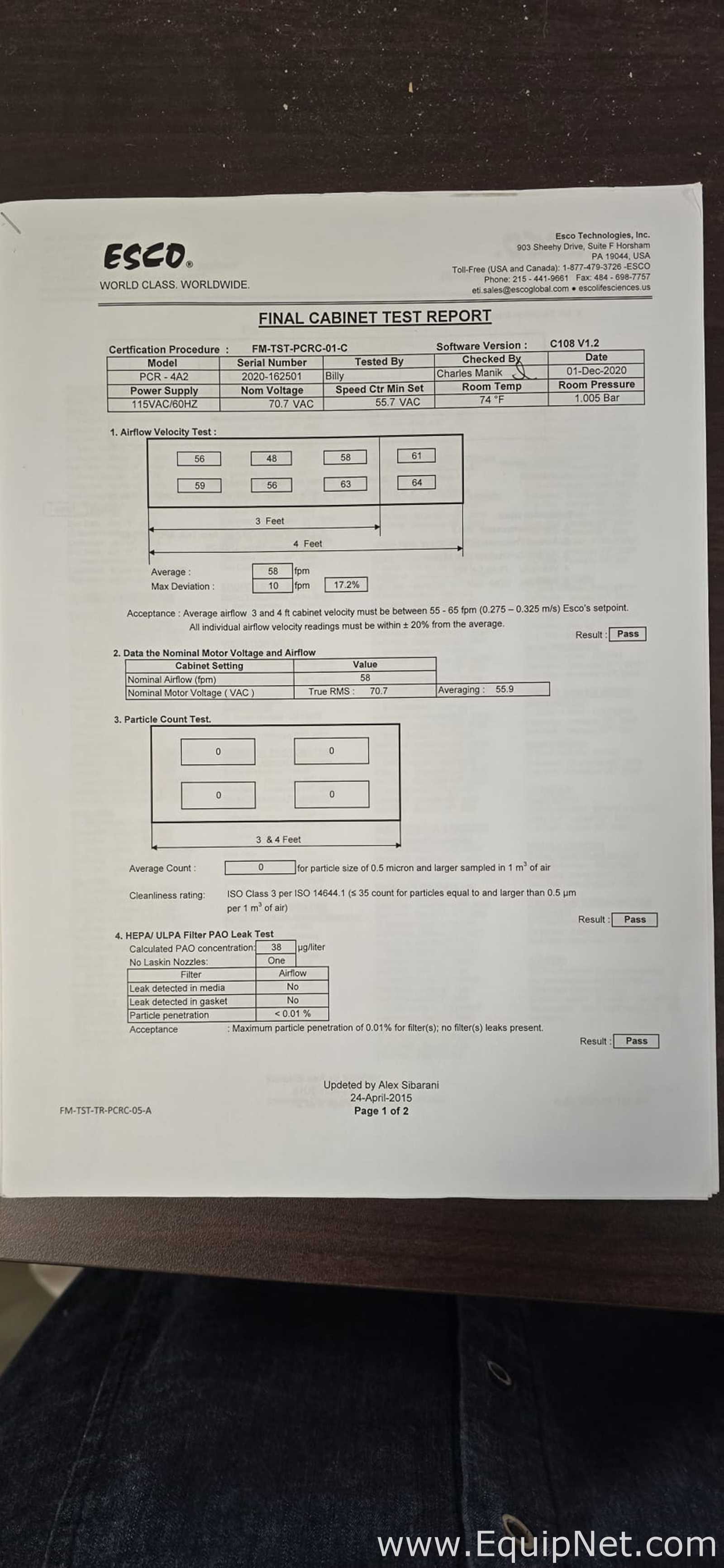 Esco Airstream PCR-4A2 PCR Workstation