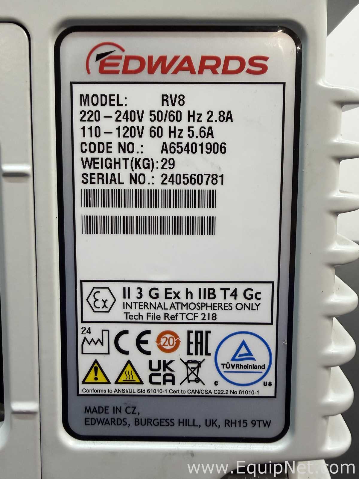 Edwards RV8 Dual-Stage Oil-Sealed Rotary Vane Vacuum Pump