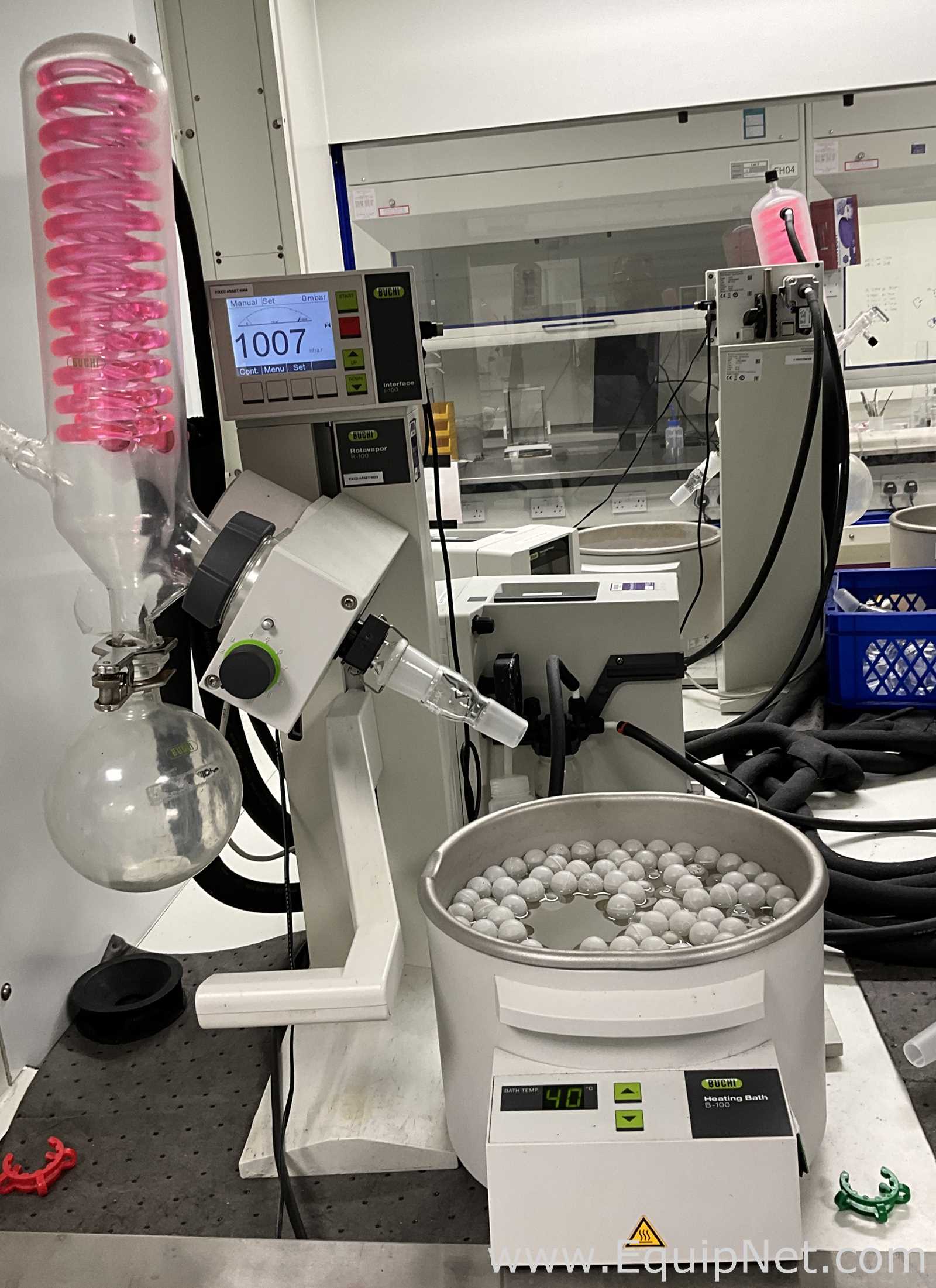 Buchi Labortechnik AG R-100 Evaporator With B-100 Heating Bath V-300 Vacuum Pump and I-100 Interface