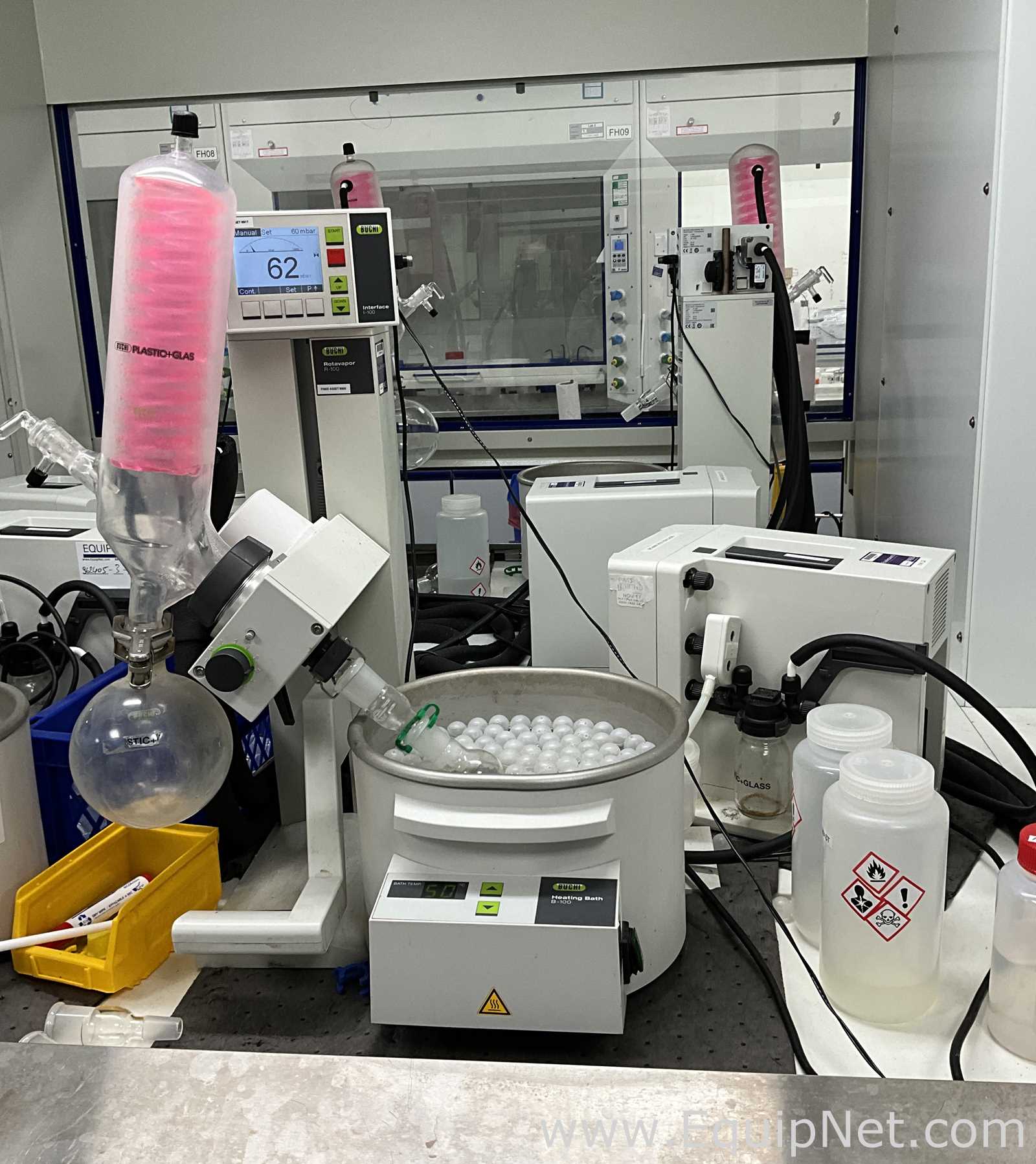 Buchi Labortechnik AG R-100 Evaporator With B-100 Heating Bath V-300 Vacuum Pump and I-100 Interface