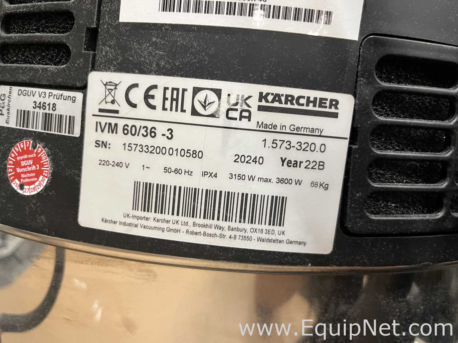 Lot of 4 Karcher IVM 60-36 -3 Industrial Vacuum Cleaners