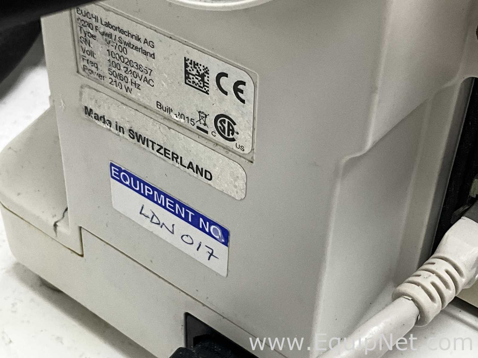 Buchi R-210 Evaporator with B-491 Heating Bath, V-700 Vacuum Pump and F-305 Recirculating Chiller