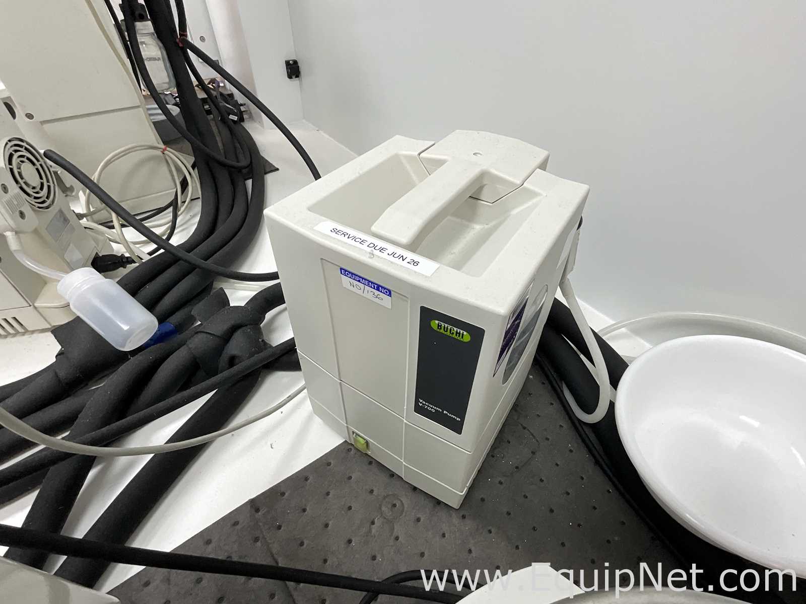 Buchi R-210 Evaporator with B-491 Heating Bath, V-700 Vacuum Pump and F-305 Recirculating Chiller