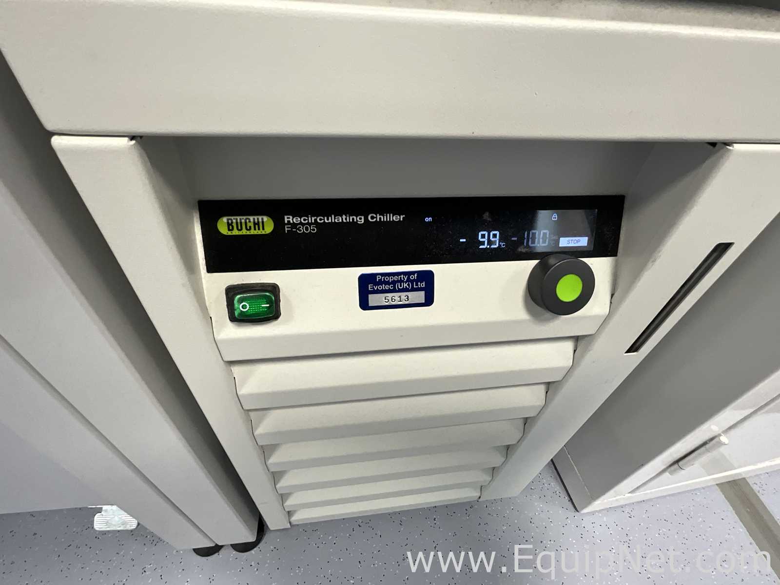 Buchi R-210 Evaporator with B-491 Heating Bath, V-700 Vacuum Pump and F-305 Recirculating Chiller